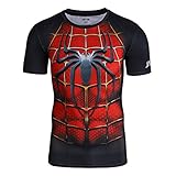 Compression Shirt Mens Superman Iron man 3D Print T-Shirt Tight Workout Clothes (XL, Spiderman)