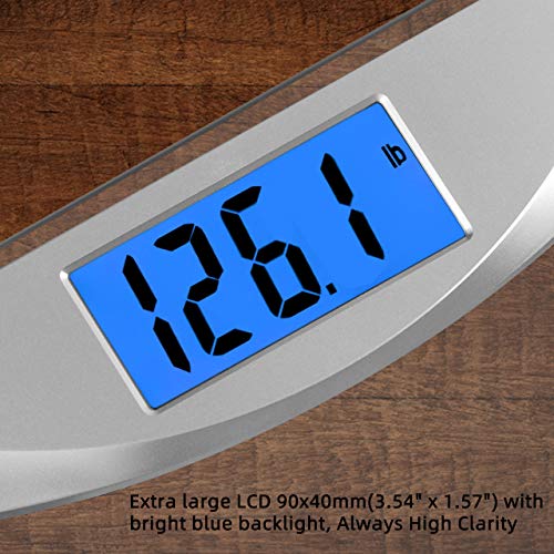 Vitafit-Digital-Body-Weight-Bathroom-Scale-Weighing-Scale-with-Step-On-TechnologyExtra-Large-Blue-Backlit-Display-and-Batteries-Included-400-PoundsClear-Glass