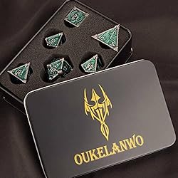 OUKELANWO DND Metal Dice Set, 7pcs Polyhedral Dice