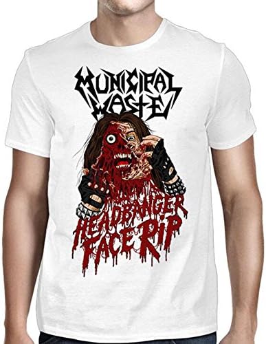 Municipal Waste - Mens Headbanger Face Rip White T-Shirt