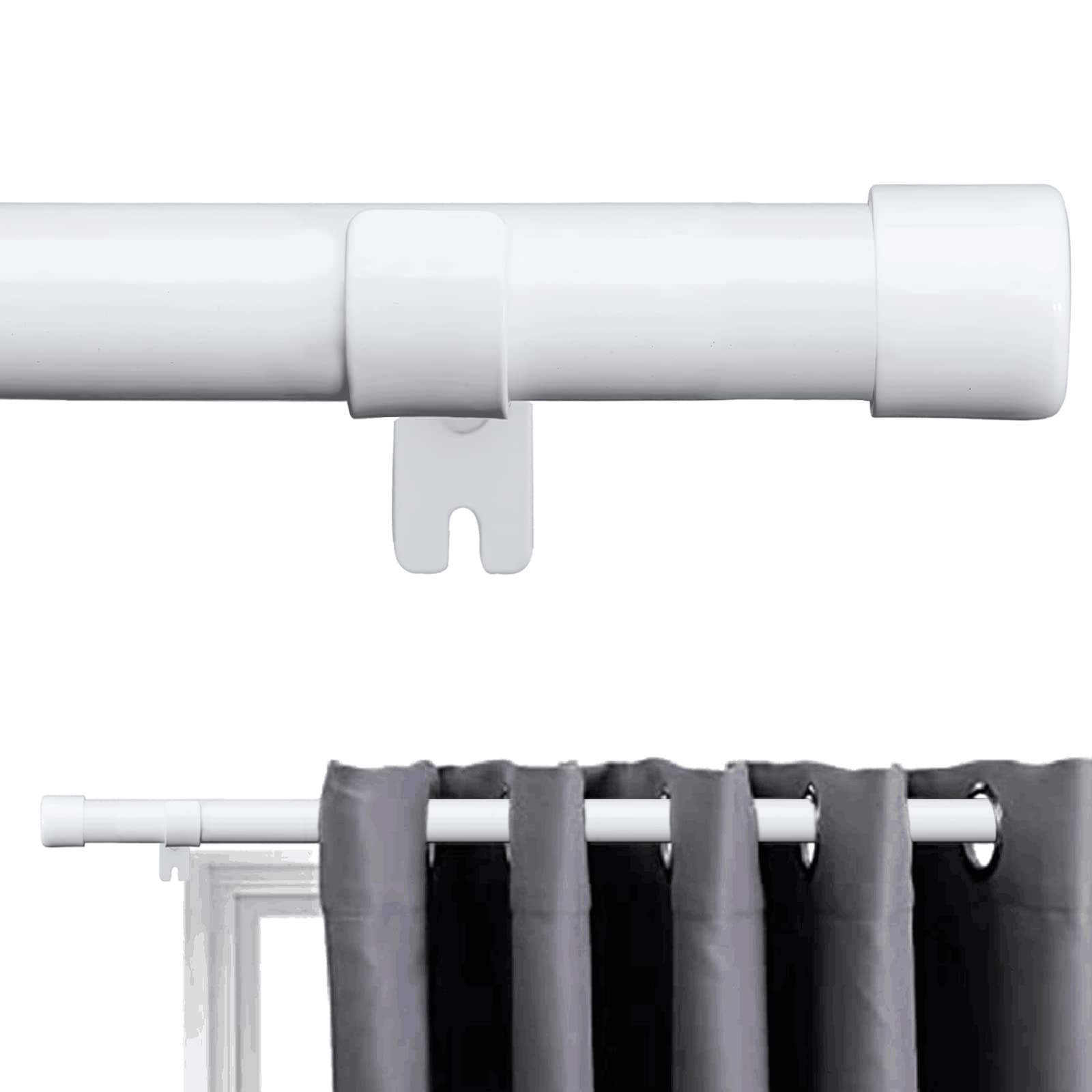 FLY HAWK Curtain Pole, 76-450 cm, Stainless Steel, White