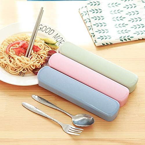 FANZHOU 3-piece Portable Utensils Set Reusable Utensil Set Stainless Steel Chopsticks Fork and Spoon with Case for Travel Camping Hiking Working