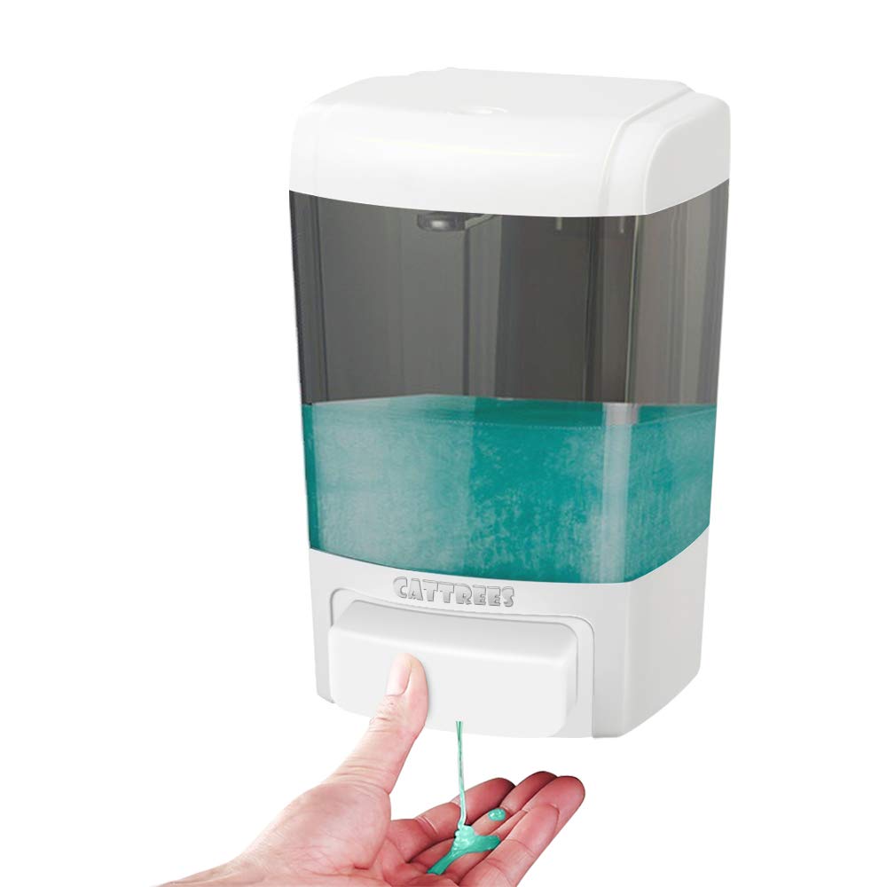 CATTREES 800ml (27oz) Wall Mount Soap Dispenser – Commercial Heavy-Duty Manual Liquid Dispenser for Hand Soap, Sanitizer & Shampoo – BPA-Free Plastic Pump for Kitchen, Bathroom, Restaurant, Hotel