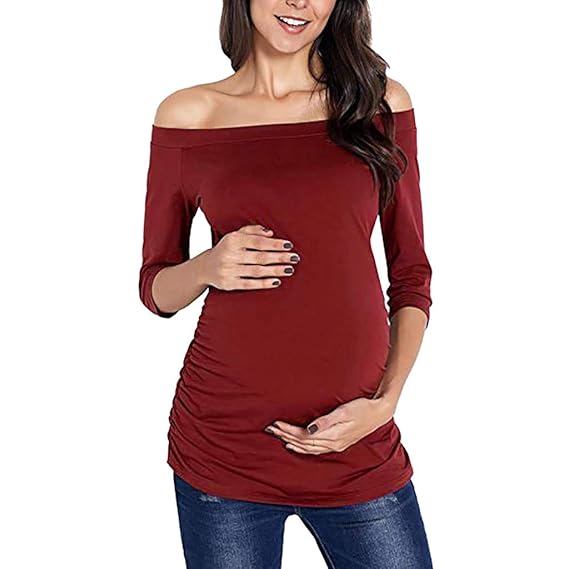 Bestes Muttertagsgeschenk !!! Beisoug Sexy Women Pregnancy Casual Eine Schulter Tops Pflege Umstandsmode