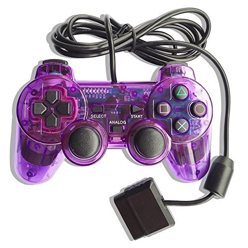 ElementDigital Wired Game Controller for PS2, Wired Gamepad Compatible with PlayStation 2 (Purple)