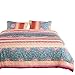 Wake In Cloud - Bohemian Duvet Cover Set, Orange Coral Boho Chic Mandala Printed Soft Microfiber Bedding, with Zipper Closure (3pcs, Full Size).