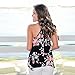 Barlver Women's Summer Tank Tops Floral Sleeveless High Neck Camis Shirts Flowy Halter Casual Tunic Blouse Black