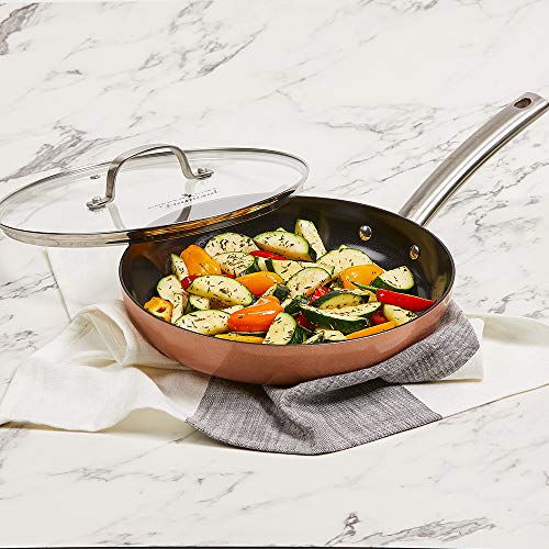 Copper Chef Black Diamond Fry Pan with Lid, Induction Bottom, 10Inch