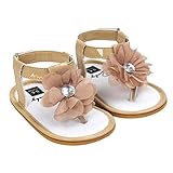Voberry Baby Infant Girls Flower Pearl Princess Sandals Soft Sole First Walker Crib Shoes (0~6 Month, Khaki)