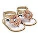 Voberry Baby Infant Girls Flower Pearl Princess Sandals Soft Sole First Walker Crib Shoes (0~6 Month, Khaki)