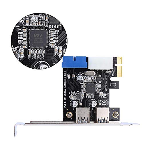 V BESTLIFE PCI-E to Smart 2 Ports USB3.0 Expansion Serial Card Adapter with Front 19PIN Interface, Support Windows XP 32/64, Windows 7 32/64, Windows8, Windows8.1, Windows10 Operating System