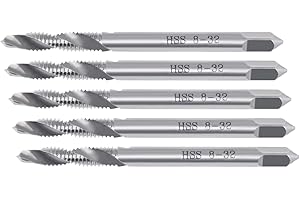Accusize Industrial Tools 5 Pcs 8-32Nc by 0.1360" (Tap by Drill Size) H.S.S. Combined Tap and Drill, 2-1/8 Inch Oal, Td-8-32x