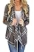 Womens Plaid Cardigan Cashmere Sweater Long Sleeve Open Front Knitwear Outwear Tops Blouse