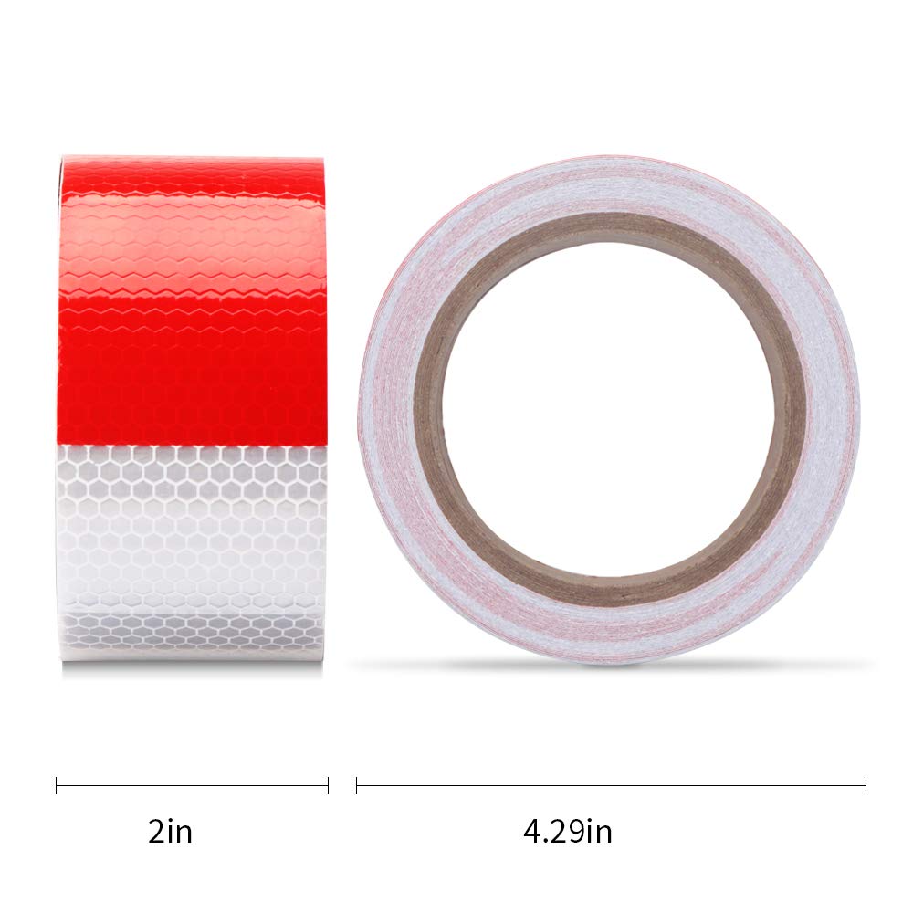 Starrey Reflective Tape Red White 2 in X 30 FT Waterproof Self Adhesive Trailer Safety Caution Reflector Conspicuity Tape for Trucks Cars : Industrial & Scientific