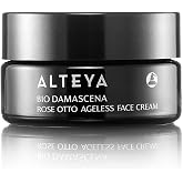 Alteya Organics Face Cream Certified Organic Skin Care 1.7 Fl Oz/50 mL Bio Damascena Award-Winning Ageless Rose Otto Face Moisturizer With Organic Bulgarian Rose Oil Firming, Deeply hydrating and Brightening