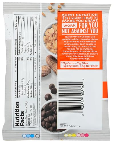 QUEST NUTRITION PEANUT BUTTER CHOCOLATE CHIP PROTEIN COOKIE, 2.04 OZ