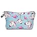 HENGSONG Women Girls Unicorn Printed Makeup Pouch Cosmetics Bag Key Bag Coin Purse Stationery Case Pencil Case with Zipper Gifts Skyblue