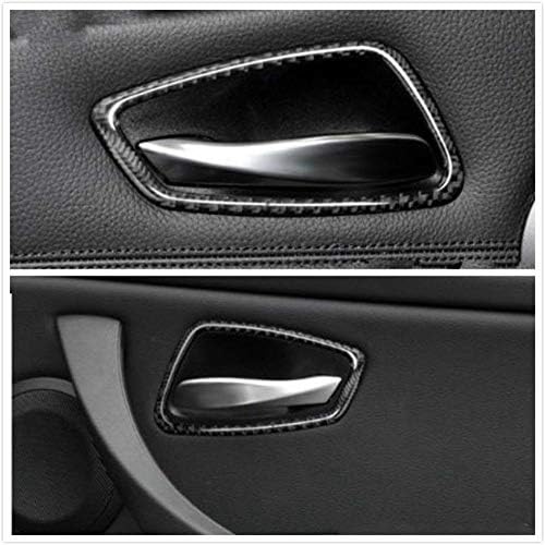 BAAQII 4X Carbon Fiber Interior Door Handle Bowl Sticker Cover Trim for BMW E90 E92