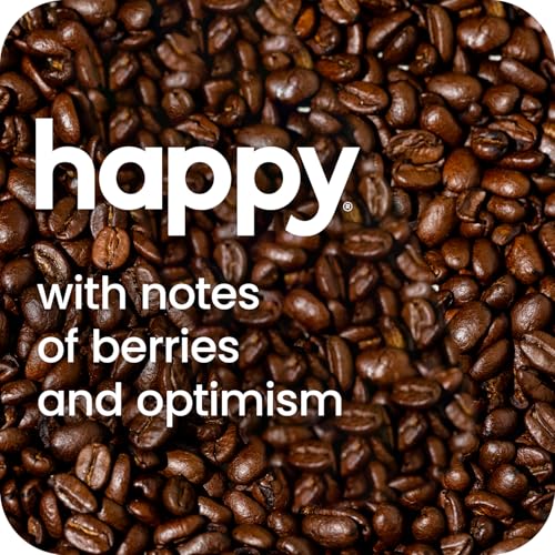 HAPPY COFFEE DAILY MAGIC MEDIUM ROAST WHOLE BEAN COFFEE, 12 OZ., NOTES OF BERRIES & ALCHEMY, RESPONSIBLY GROWN & HARVESTED IN SOUTH AMERICA.