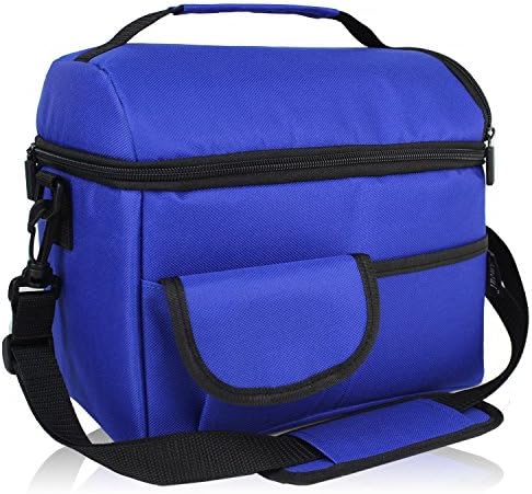 Amoui Blue Insulated Lunch Bag for Men/Women 8L Dinner Lunch Cooler Bag Messenger Thermal Lunch Boxes Tote for Work/Picnic/School with Double Decker