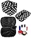 JE (Black/White Polka Dot) Makeup Brush Cosmetic Travel Organizer Bag W/Clear PVC Bag (4 PCS SET: XSM, SM, MED, LG)
