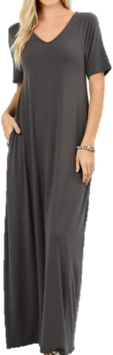T-Shirt Maxi Dress with Half Sleeves 