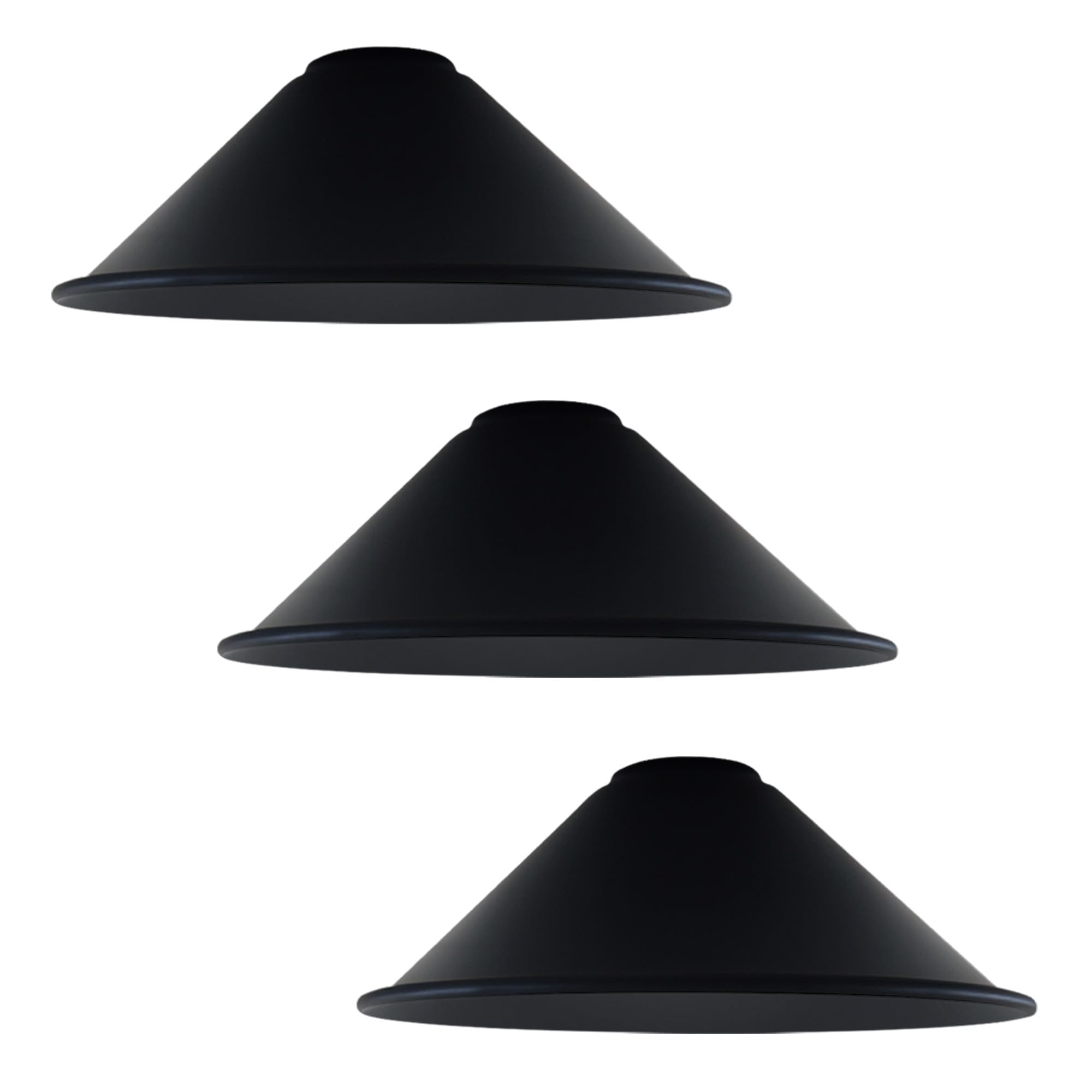 DCVOLTAGE 3 Pcs Black Modern Ceiling Lamp Shade Metal Cone Shape Pendant Light E27 Base Hanging Light Fixture for Bedroom Hallway Office Café Restaurant