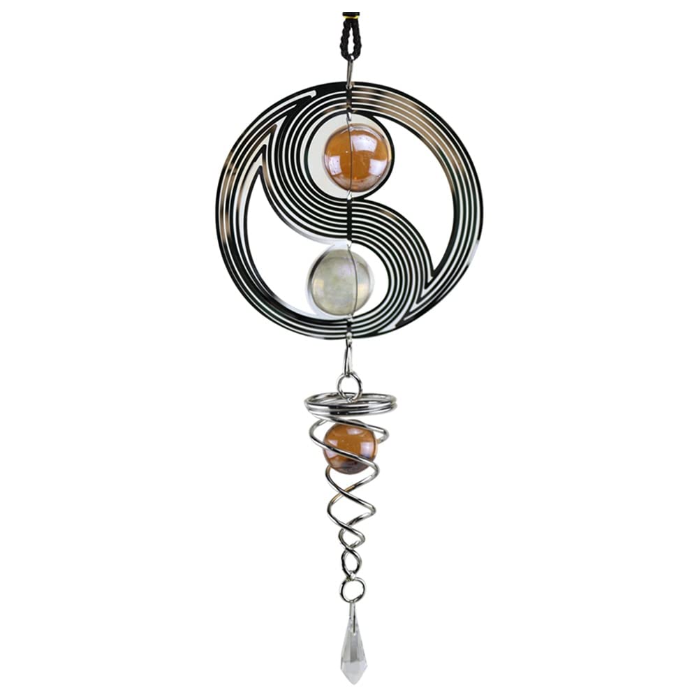 Ksrnsne Wind Hanging Spinner Yinyang with Crystal Ball Pendant Tai Metal Indoor Home Decor Hanging Spinner Spiral 1 Pcs