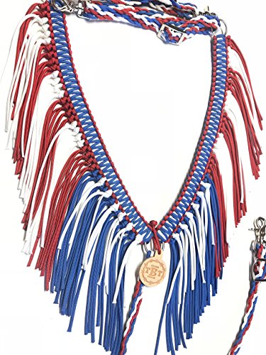fringe breast collar paracord horse tack red white and blue patriotic