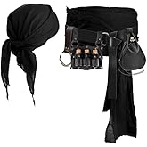KOTORA Pirate Costume Head Scarf Bandana Hat Waist Sash Medieval Belt Pouch Golden Coin Purse Festival Dress Accessroy