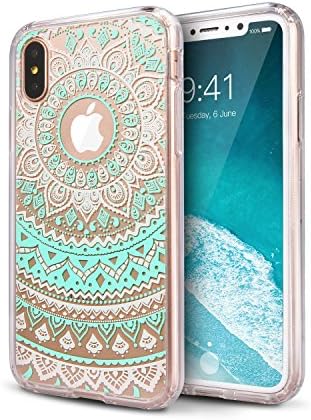 iPhone X Case, Solid Acrylic Back &amp; Reinforced Soft TPU Frame Anti-Scratch Mandala Floral Lace Pattern Printed Clear Back Case Cover for Apple iPhone X