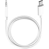 USB C to 3.5mm Audio Aux Jack Cable,3.3 ft, aux Cord for iPhone,Type C to 3.5mm Aux Headphone Stereo Cord Car Cable for iPhone 16/16 Pro, Samsung Galaxy S25 and Other iOS and Android Devices(White)