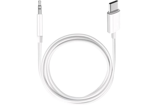 USB C to 3.5mm Audio Aux Jack Cable,3.3 ft, aux Cord for iPhone,Type C to 3.5mm Aux Headphone Stereo Cord Car Cable for iPhone 16/16 Pro, Samsung Galaxy S25 and Other iOS and Android Devices(White)