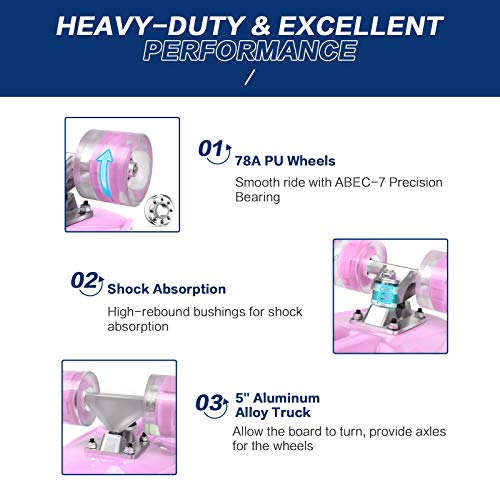 Skateboard Mini Cruiser BELEEV 22 Pollici Con Luci LED - Completo Per Principianti E Adulti | Ruote Fluide E T-Tool Incluso - Foto 5