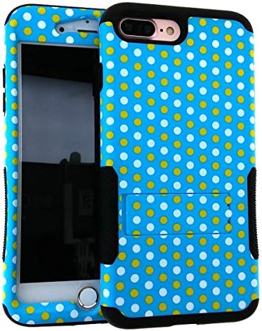 Iphone 7 Plus Case, Impact Rugged Hard Cover, Silicone Rubber Soft Skin with Kickstand (Black White Yellow Dots TE432)