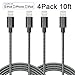 Iseason iPhone Cable, 4Pack 10FT Nylon Braided Cord Lightning Cable Certified to USB Charging Charger for iPhone 7/7 Plus/6S/6 Plus/6S Plus/5S/5C/SE/iPad Air/Mini/iPod Nano 7 (Black+White)