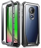 Moto G7 Power Case, Moto G7 Supra Case, Moto G7 Optimo Maxx Case, Poetic Full-Body Rugged Clear Hybrid Bumper Case, Built-in-Screen Protector, Shock Proof, DO NOT FIT Moto G7 Or Moto G7 Play, Black