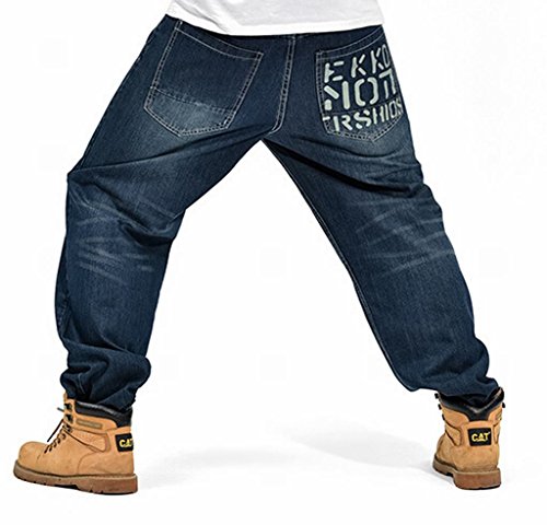 80 Off Oberora Men Relax Cool Hip Hop Baggy Loose Fit Jeans Dark Blue Puntacanaservices Com