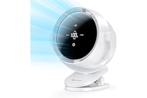 Marchpower Air Circulator Fan,100-Speed & Timer & 720°Tilt Clip on Fan, Quiet Portable Personal Fan, Battery Operated Desk Ta
