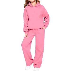Girls 2 Piece Outfits Sweatsuit Kids Athletic Hooded Sweatshirt And Sweatpants Winter Casual Tracksuit Sets