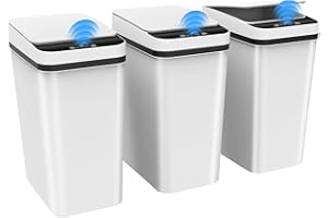 KSSVZZ 3 Pack Automatic Small Bathroom Trash Can with Lid - 2.5 Gallon Touchless Garbage Can, Motion Sensor Smart Trash Bin, Slim Dog Proof Trashcan, Waterproof Wastebasket for Bedroom Office Kitchen (White)