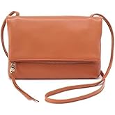 HOBO Grant Leather Small Foldover Crossbody Bag with Crossbody & Shoulder Strap, Zip Pocket, Card Compartment
