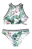 Cupshe Fashion Women's Plant Printing Tank Padding Bikini Set (M), Multi Color