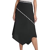 DKNY Womens Trapezoid Office Asymmetrical Skirt Black XS