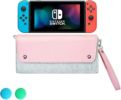 Amazon Nintendo Switch対応 任天堂スイッチケース 持ち運び便利で旅行や外出に最適 軽量でかわいいpu製switchケース Switch本体 ゲームカード５枚 その他小物類を収納 持ち運びできる 無料で親指キャップ２枚入り ピンク グレー Gametek 家電 カメラ