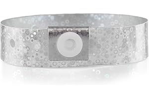 Wristco 100 Silver Holographic Plastic Wristbands for Events – Extended Wear, Glowing Color Prevents Reuse – Premium-Grade Bracelets for Hospital & Medical ID, Party & VIP Identification