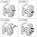 Castries European Adapter,2300W high Power Travel Adapter with 4 USB Charging Ports for International Power adapters in More Than 170 Countries (Gray White)