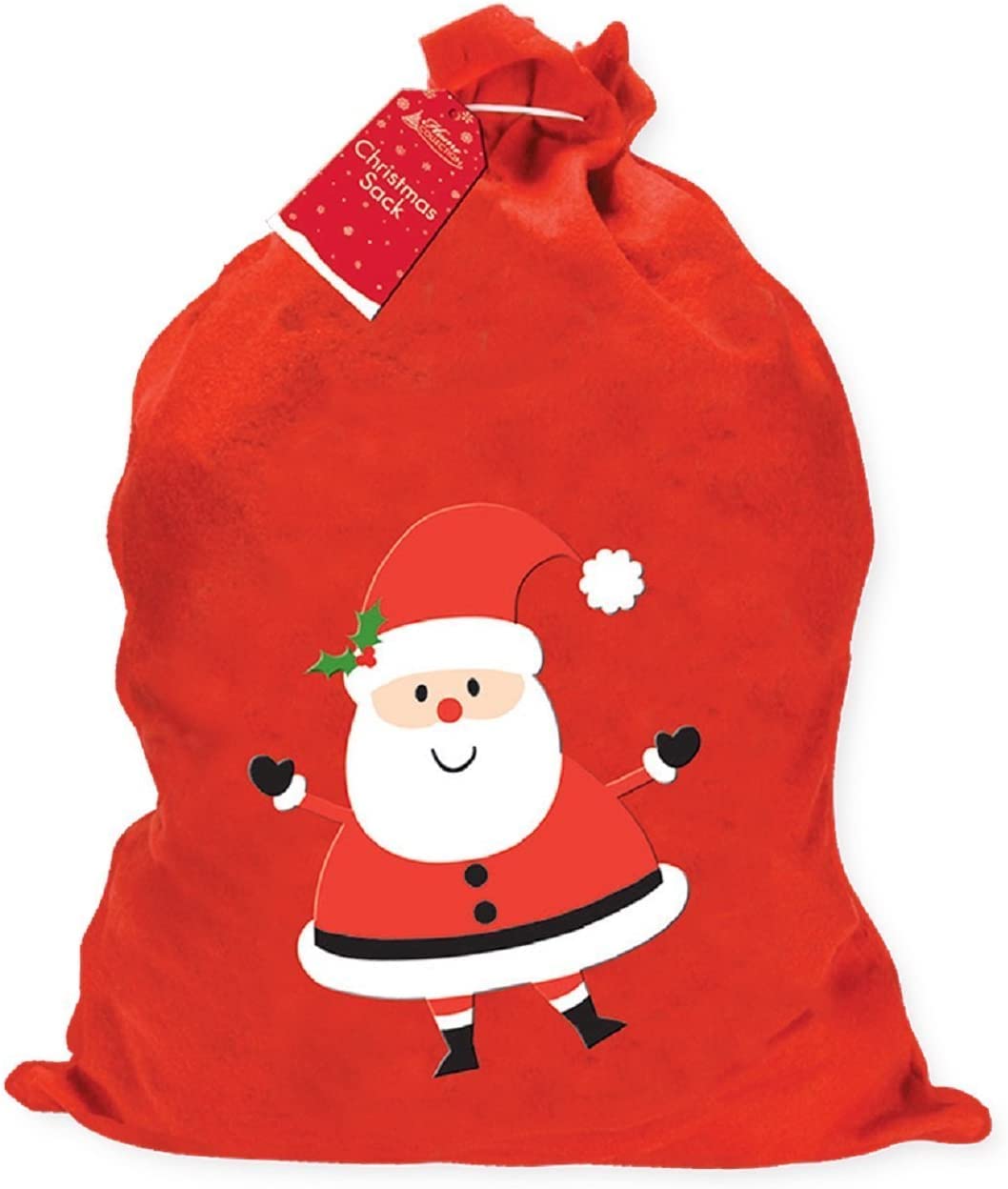 Robelli Felt Red Christmas Sack - Smiling Santa (60cm x 48cm)