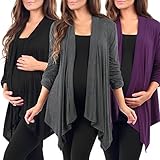 Women's Draped Maternity Cardigan with Optional Sleeve Button - Made in USA