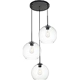 Living District Baxter 3-Light Metal Pendant in Black and Clear